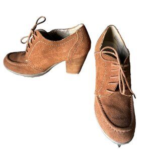 Kenneth Cole Oxford Shoes 6.5 Y2K Suede Pumps Cottagecore Academia Lace Up Brown